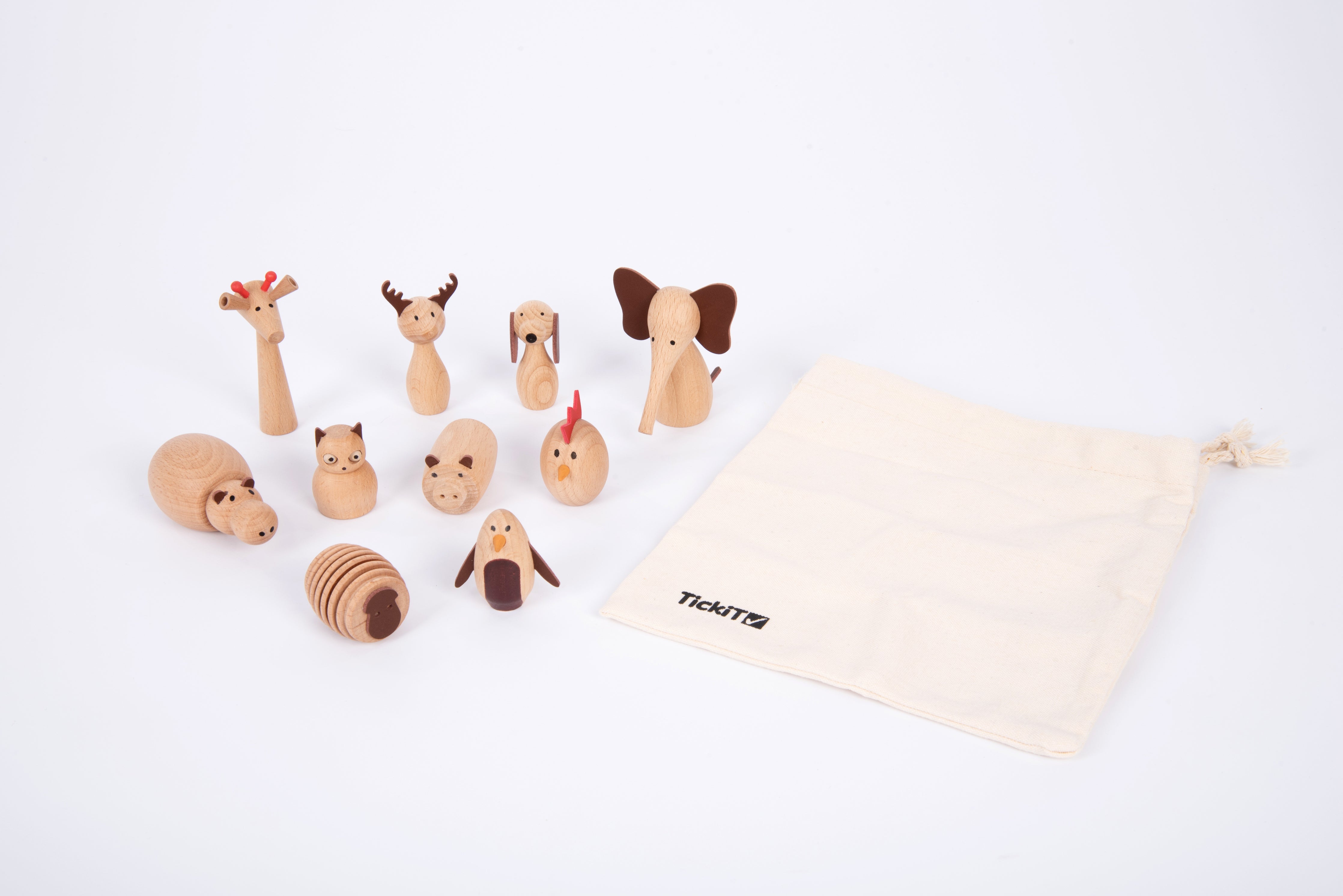 WOODEN ANIMAL FRIENDS 10PCS